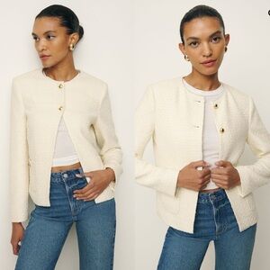 NWT Reformation Poppy Jacket in Cream Size Medium Blazer